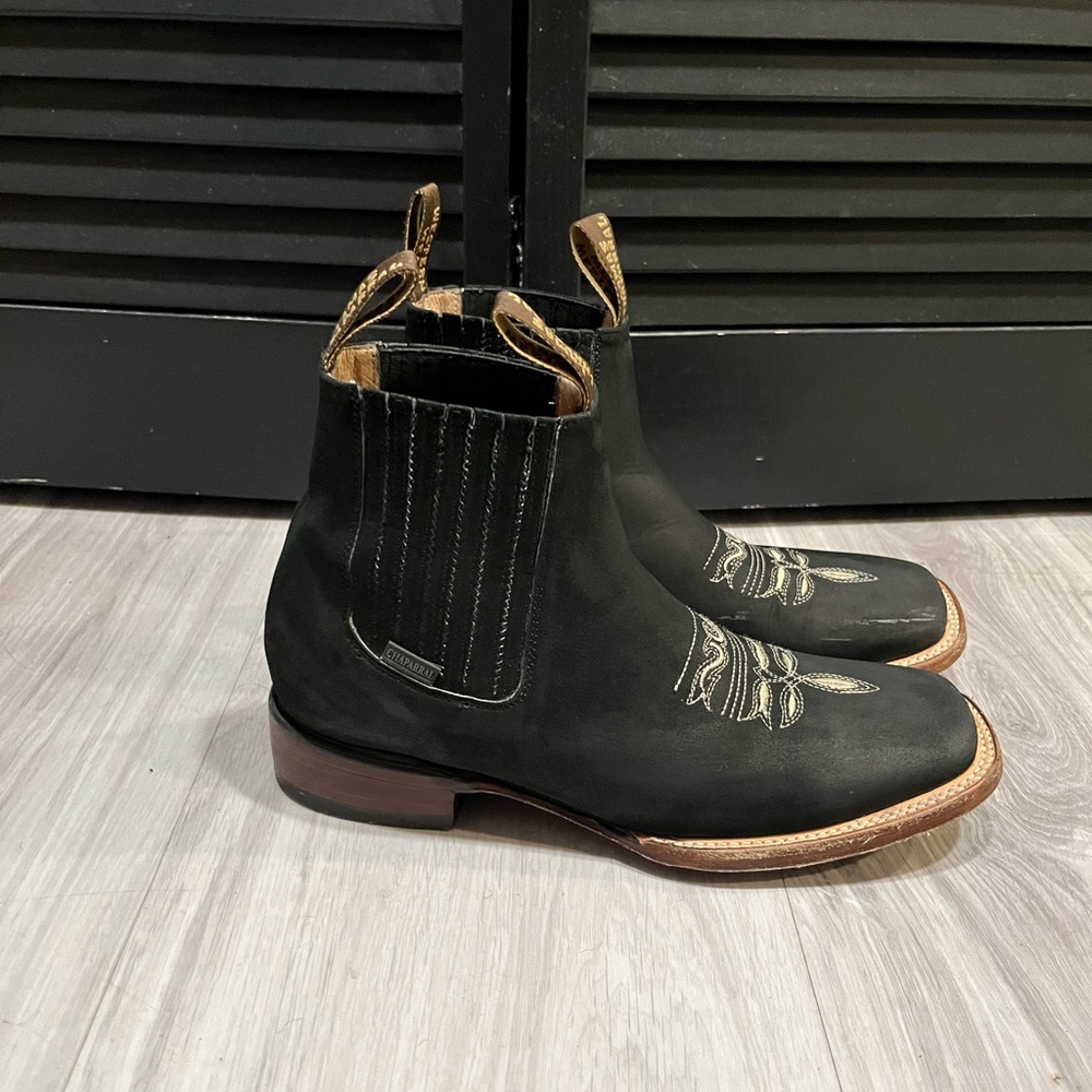Chaparral  cowboys Rodeo Black Western Boots with Tan Soles‎ - Picture 2 of 9